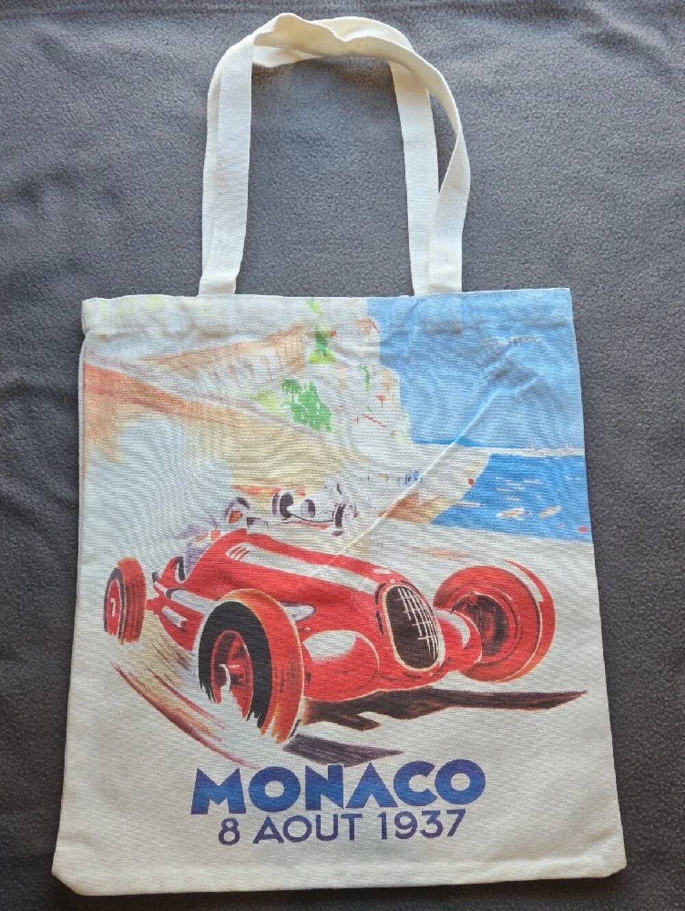 Monaco 8 Aout 1937 Red Vintage Racing Tote Bag - Men Bags